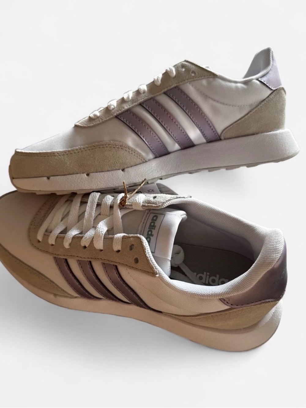 adidas Men's Sneakers in Beige and Lavender Accents